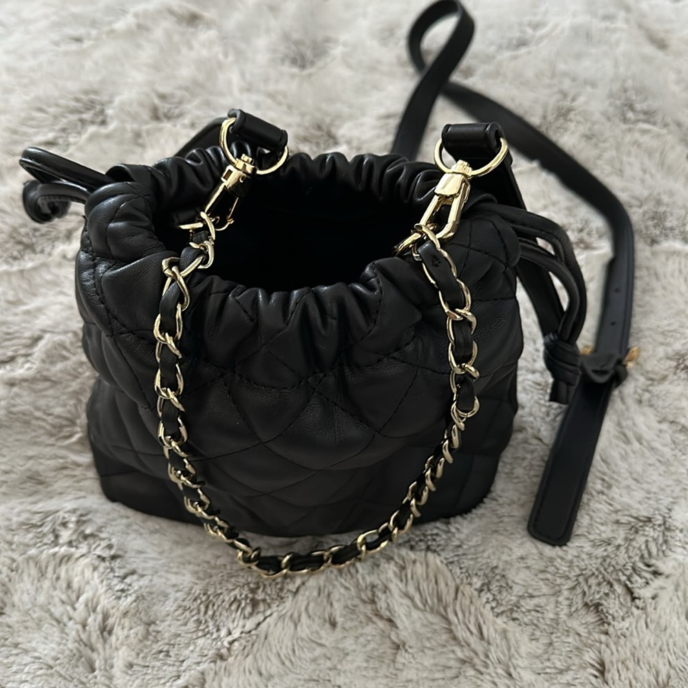 Black quilted mini bag
